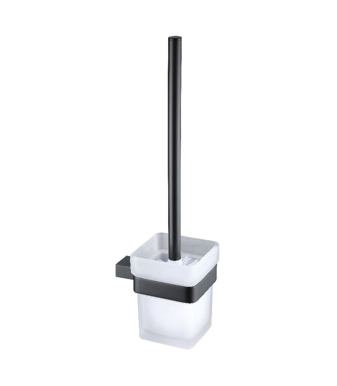 Black toilet shop brush and holder